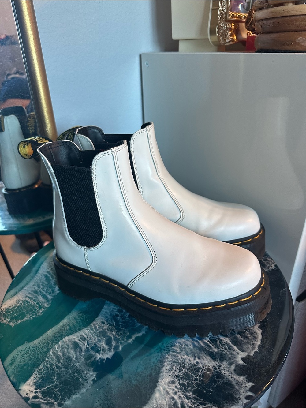 White Dr Marten Chelsea Boots with Lug Sole Women’s size 9 EU 41 NWOT